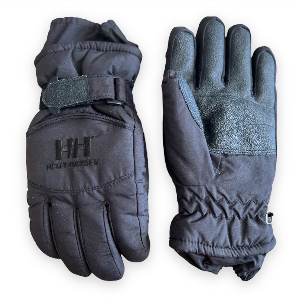 HELLY HANSEN Womens Winter Gloves Thinsulate Black, Ski Snowboard Strap Sz L